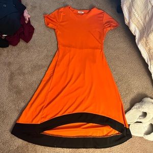 High Low Orange/Black Dress